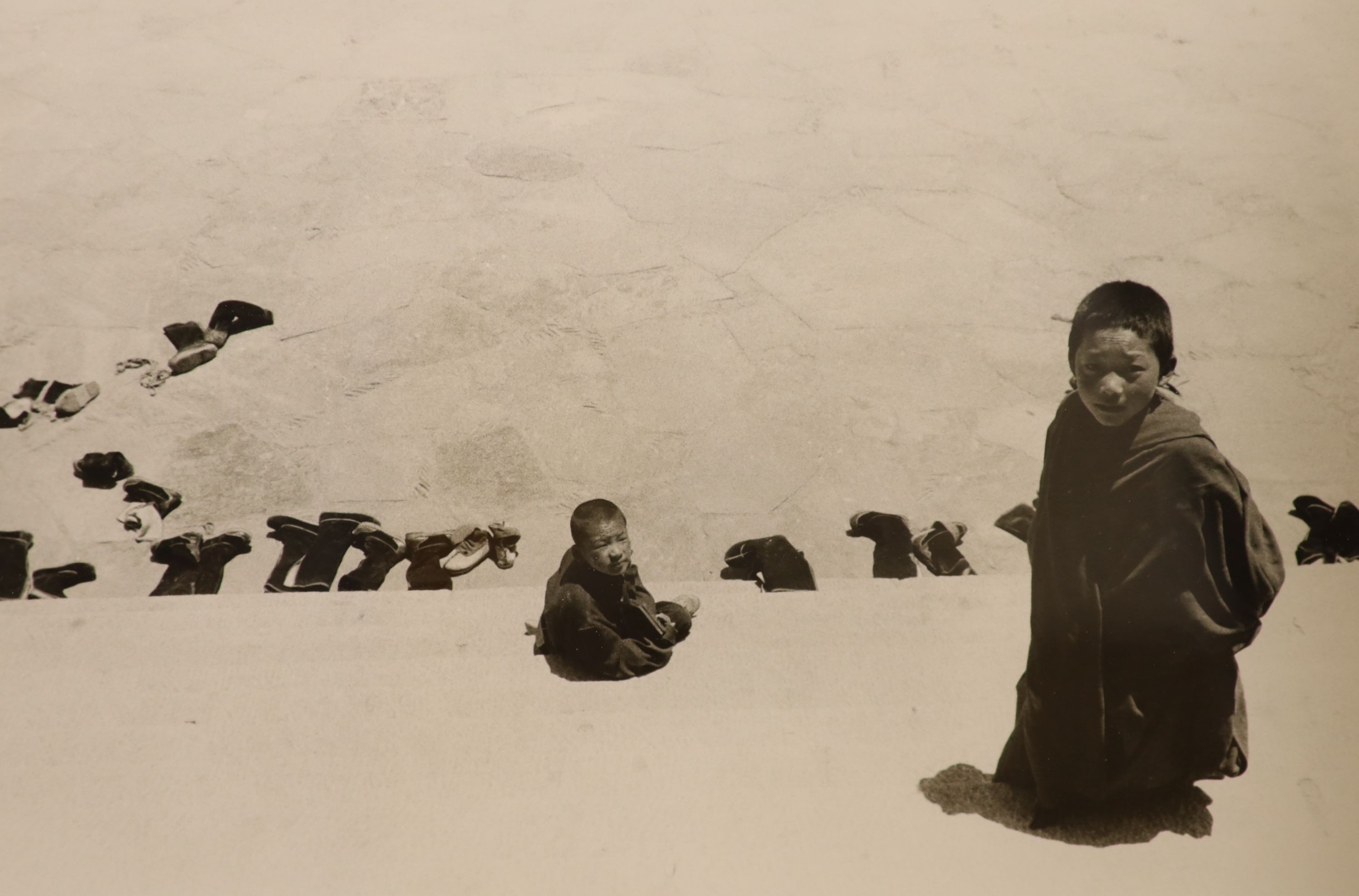 George Rodger, Three framed black and white photographs, North American Indian, Cloaked Figures and Children, 21 x 32cm